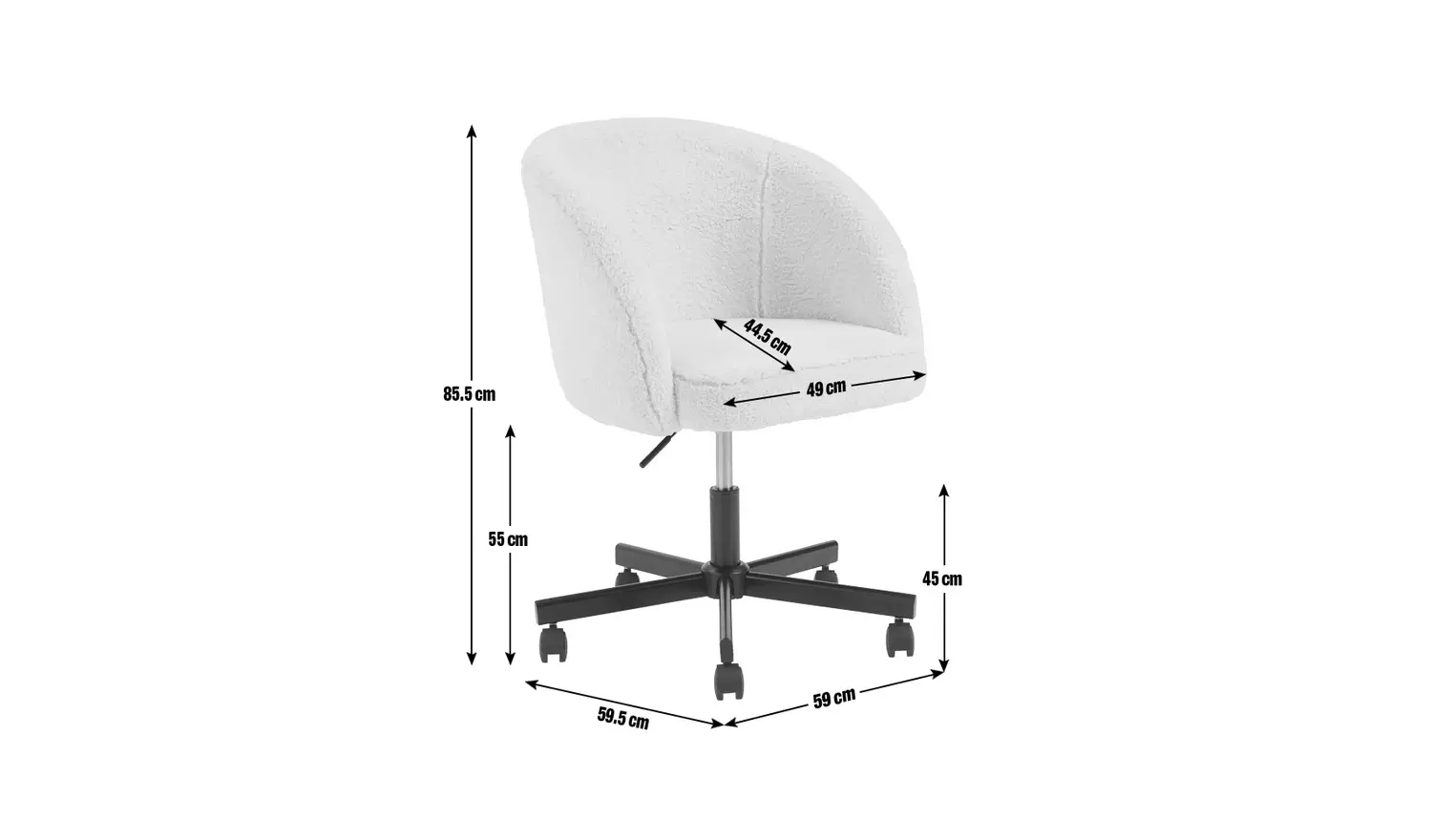 Habitat Sonny Fabric Office Chair - Black & White