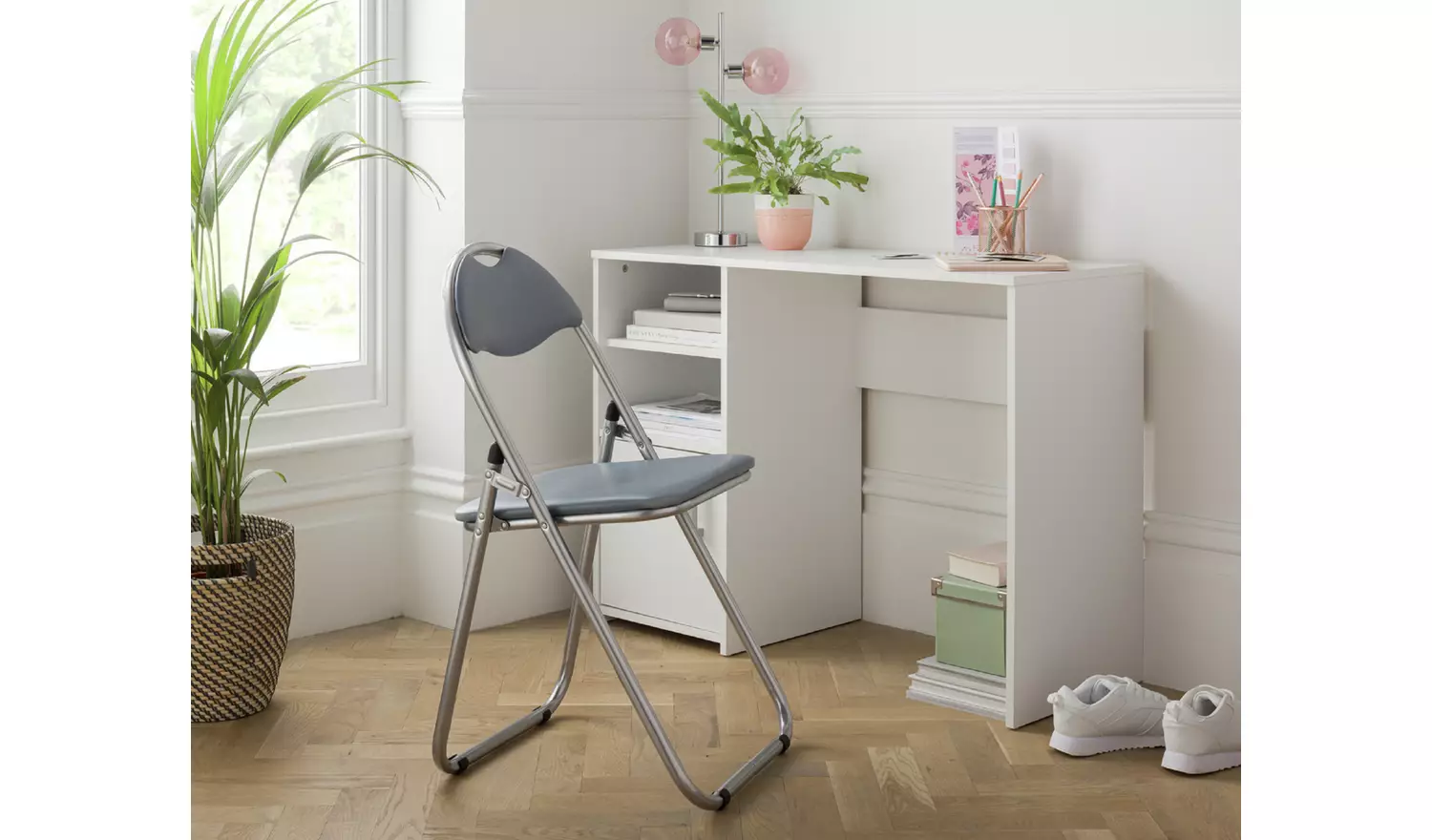 Argos Home Padded Faux Leather Folding Office Chair - Grey