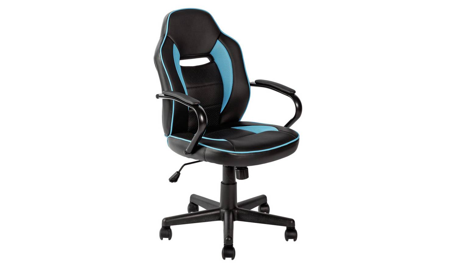 Argos Home Faux Leather Mid Back Gaming Chair - Blue & Black
