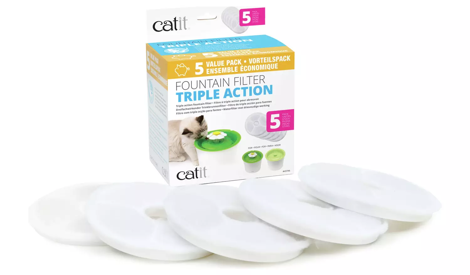 Catit Flower Fountain Filter Cartridge 5 Pack