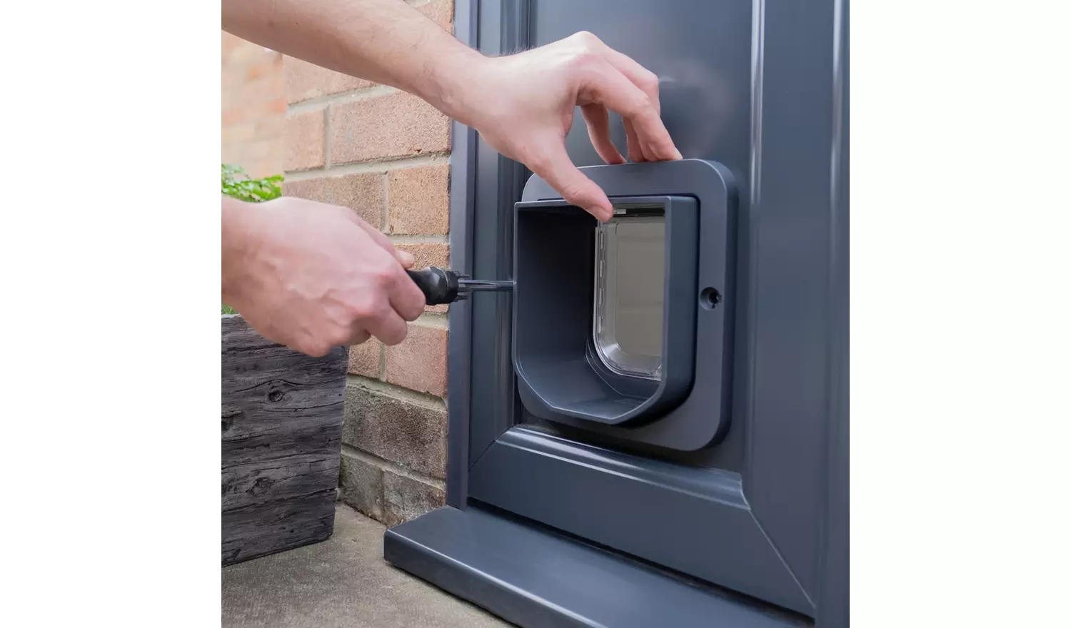 Sureflap Microchip Cat Flap - Grey & White