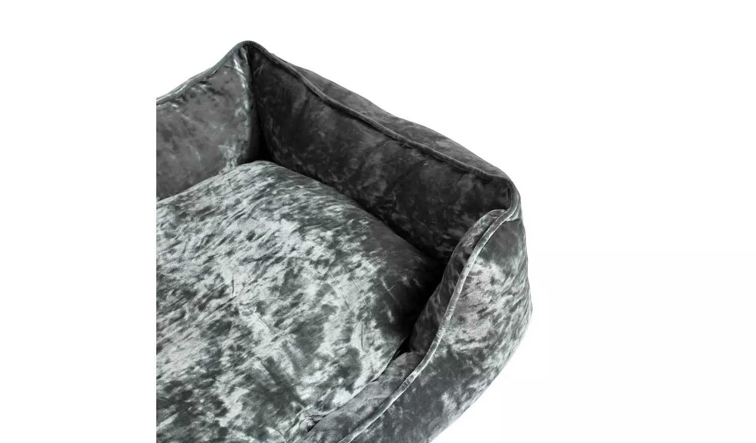 Grey Crushed Velvet Box Bed - Large