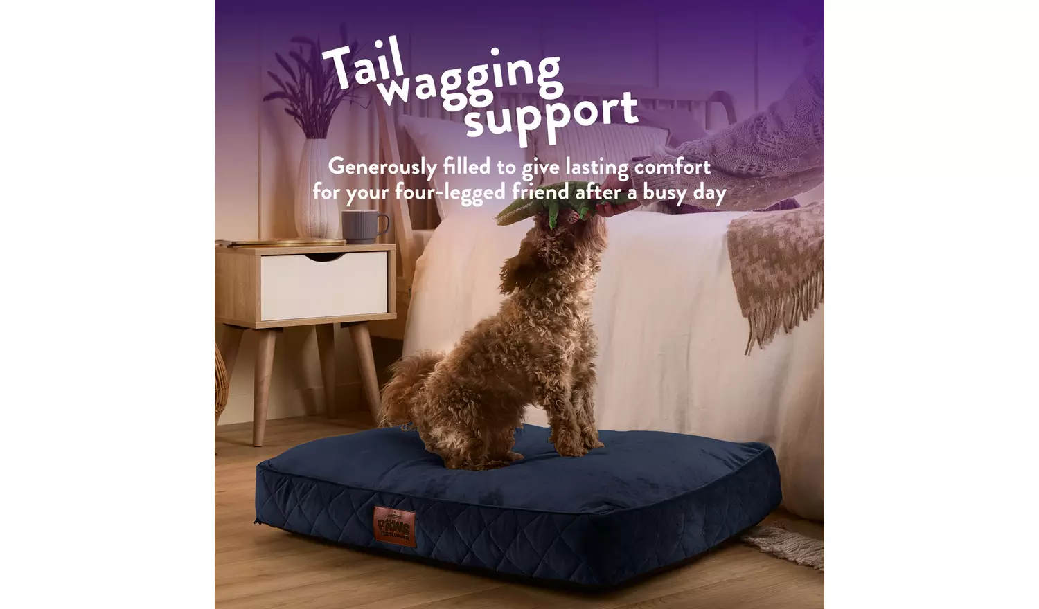 Paws For Slumber Luxury Navy Pet Bed - Medium