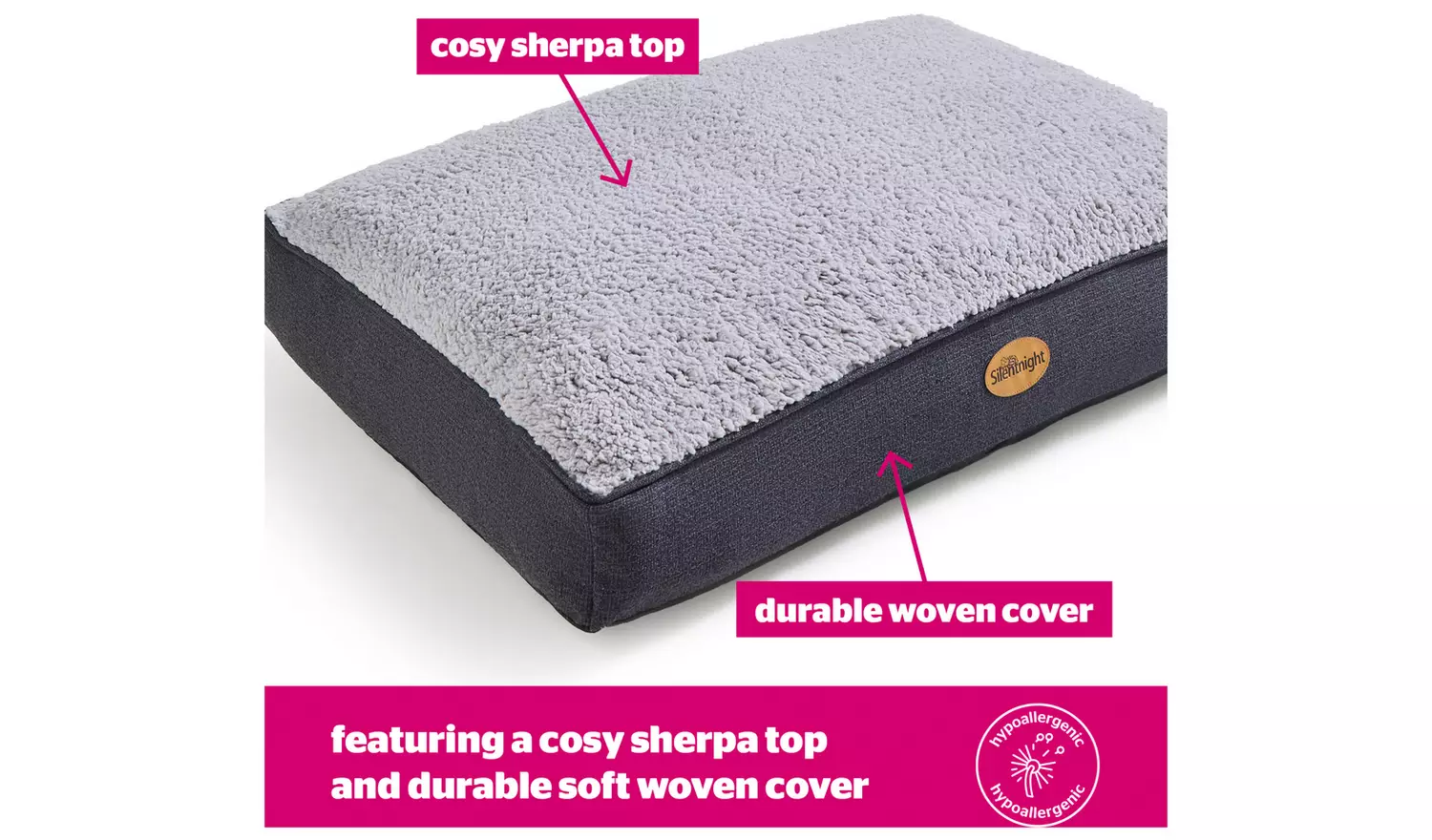 Silentnight Ultrabounce Dark Grey Dog Bed - Medium