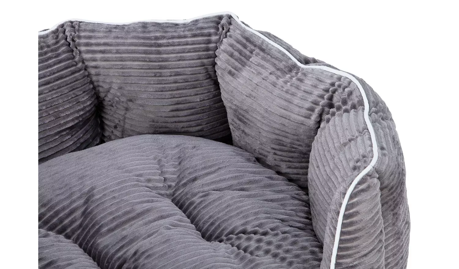 Grey Cord Oval Pet Bed - Medium