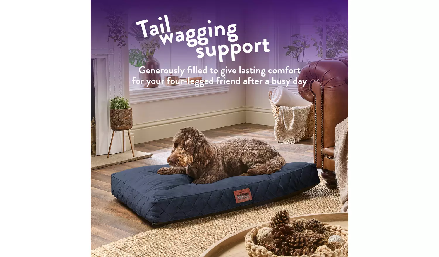 Paws For Slumber Luxury Pet Bed Navy-Large