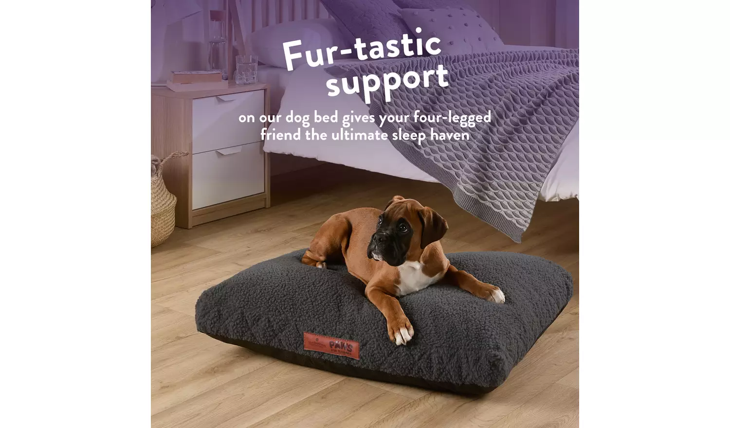 Paws For Slumber Sherpa Charcoal Pet Bed-Medium