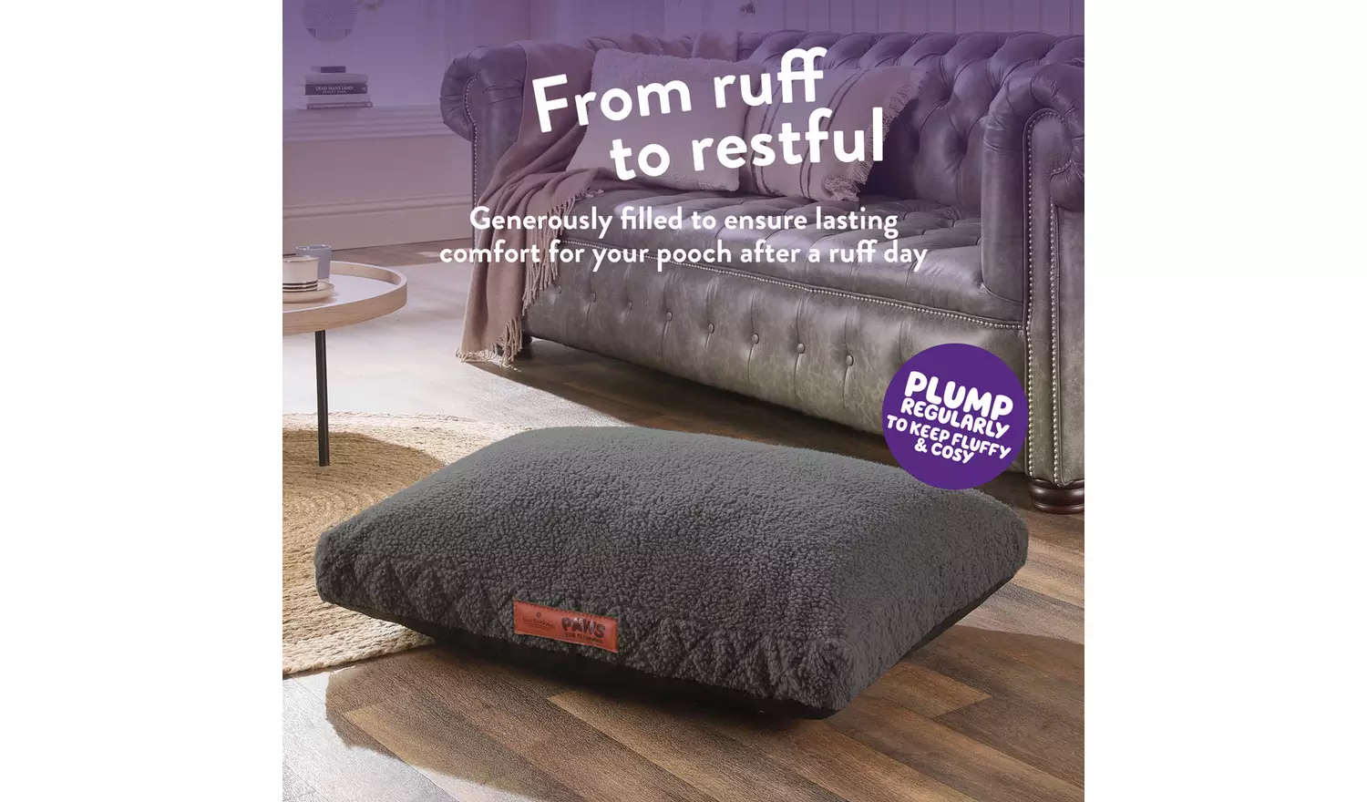 Paws For Slumber Sherpa Charcoal Pet Bed-Medium