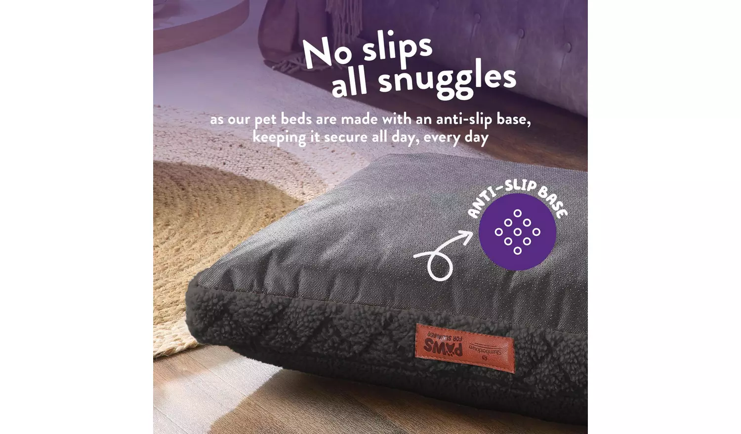 Paws For Slumber Sherpa Charcoal Pet Bed-Medium