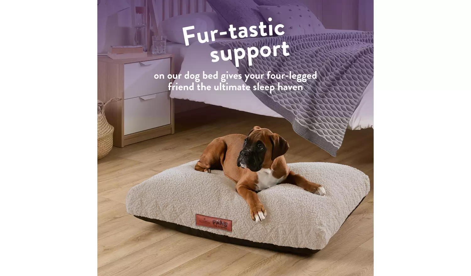 Paws For Slumber Sherpa Natural Pet Bed-Medium