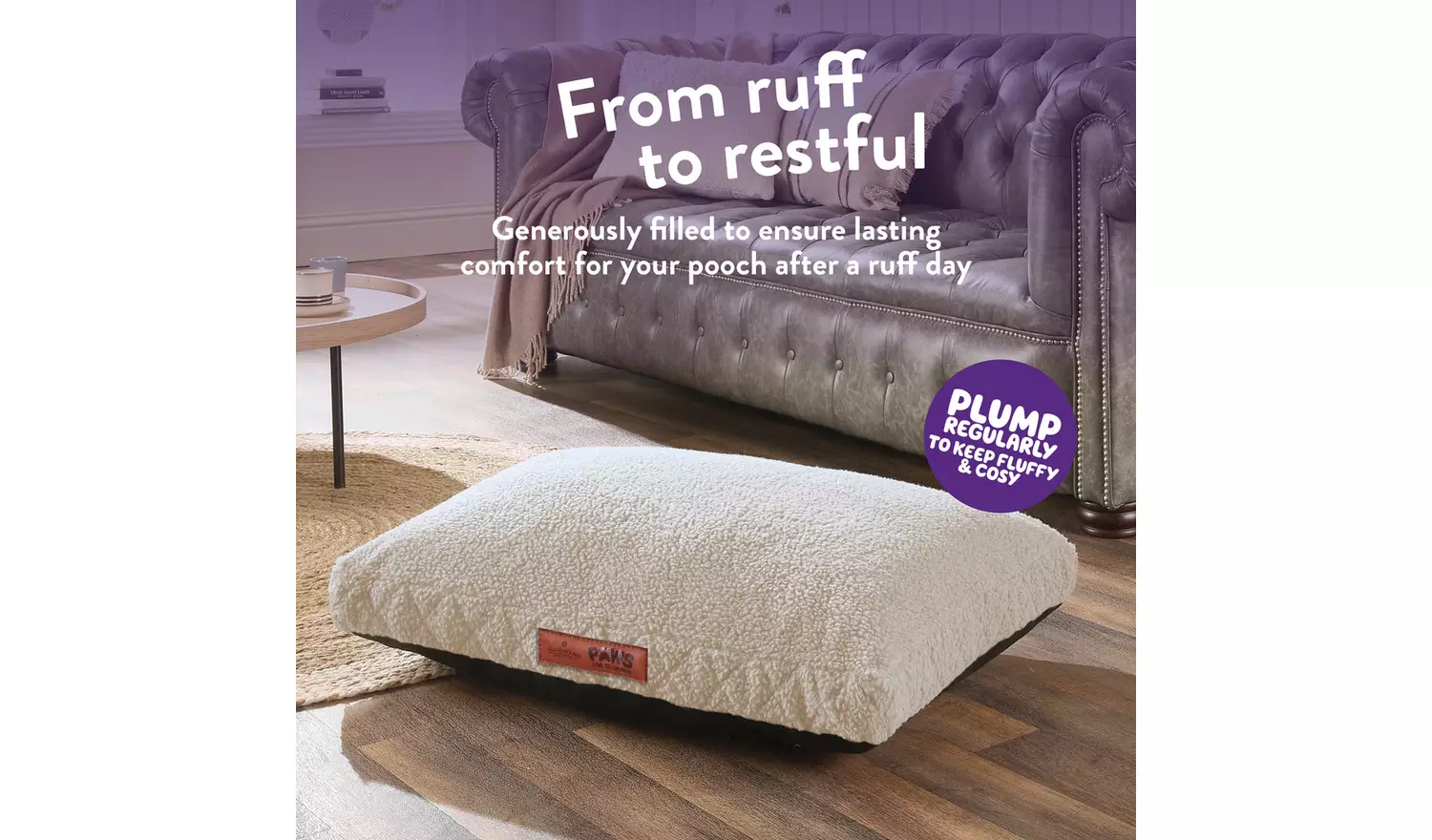 Paws For Slumber Sherpa Natural Pet Bed-Medium