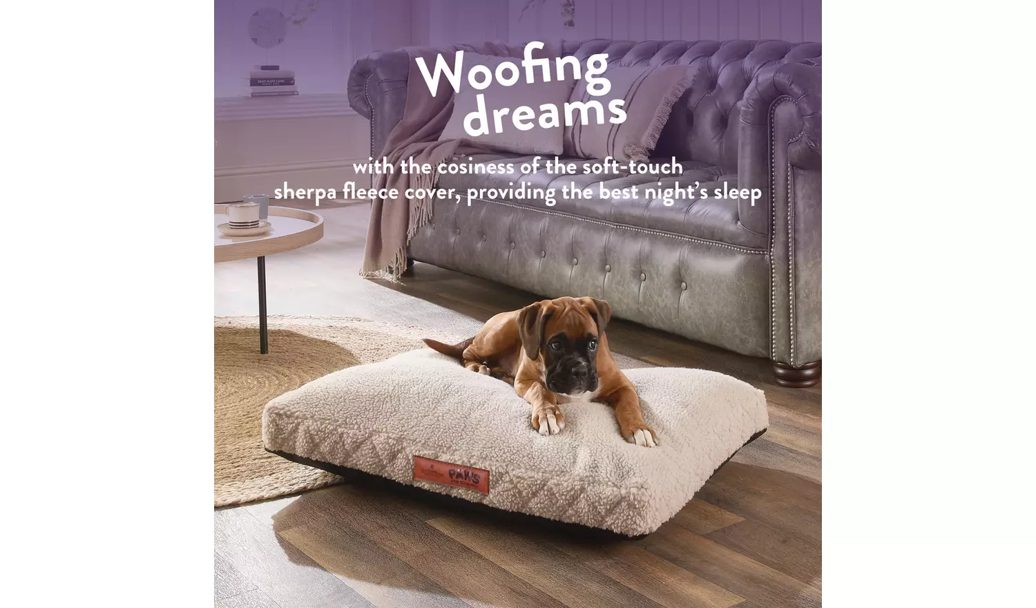 Paws For Slumber Sherpa Natural Pet Bed-Medium