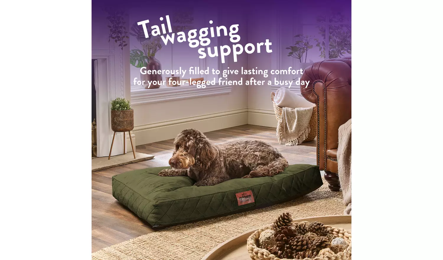 Paws For Slumber Luxury Forest Green Pet Bed-Large