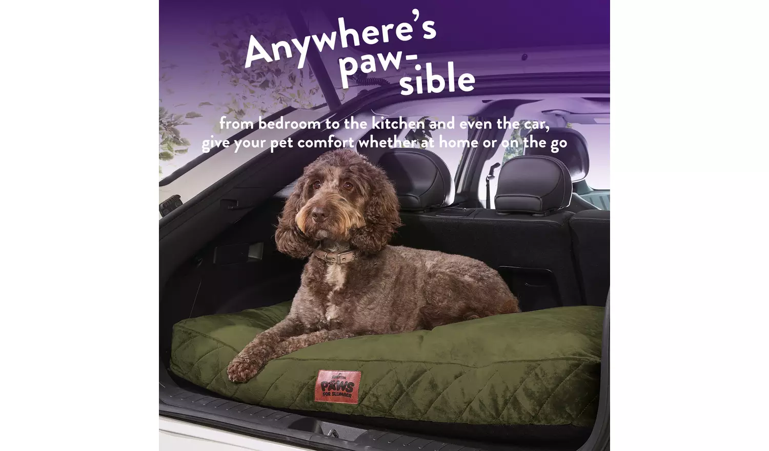 Paws For Slumber Luxury Forest Green Pet Bed-Large