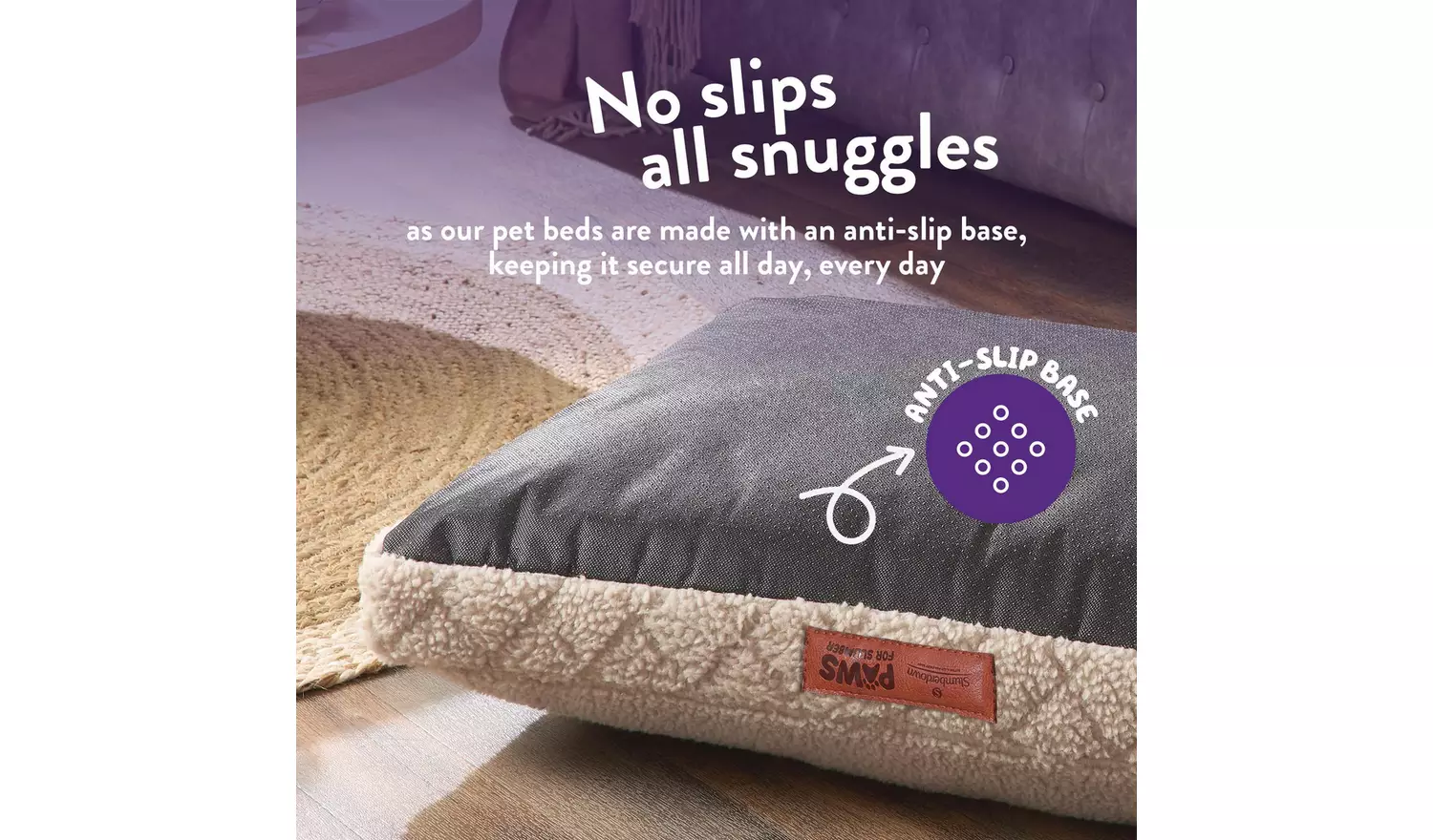 Paws For Slumber Sherpa Natural Pet Bed-Small