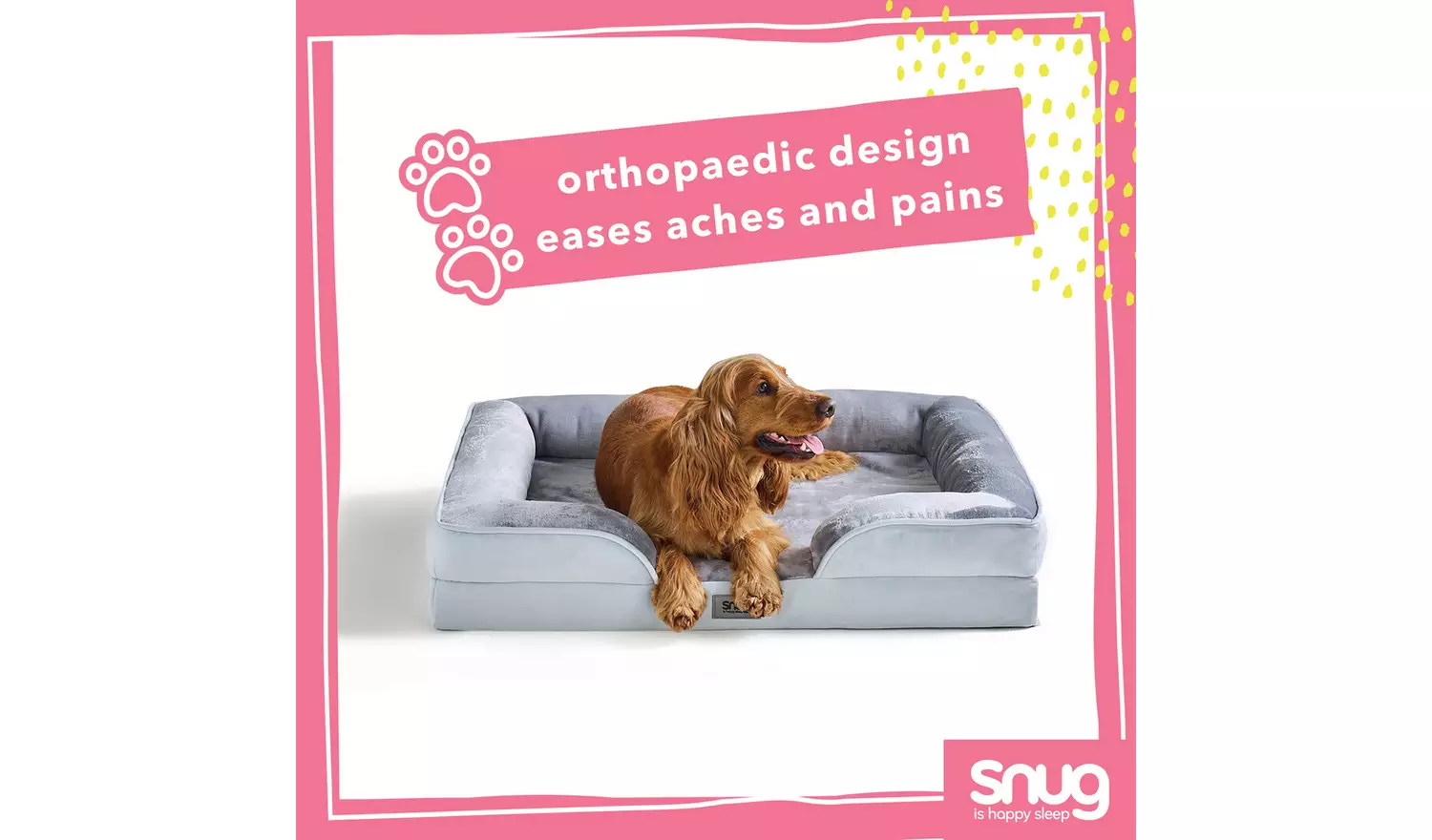 Snug Orthopedic Grey Pet Bed-Large