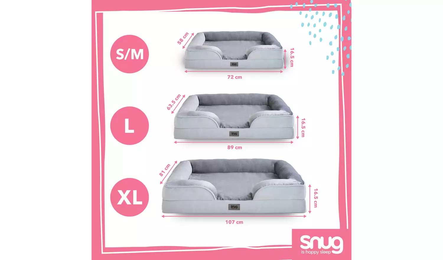 Snug Orthopedic Grey Pet Bed-Large