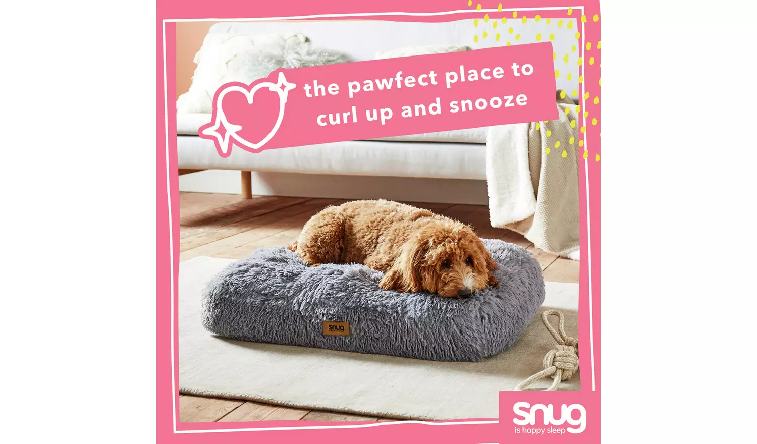 Snug Super Fluffy Grey Pet Bed-Small