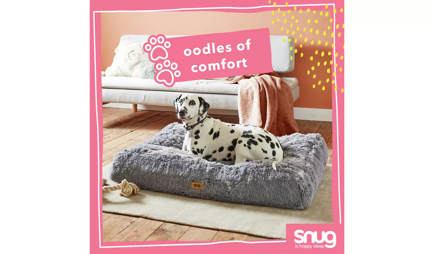 Snug Super Fluffy Grey Pet Bed-Large