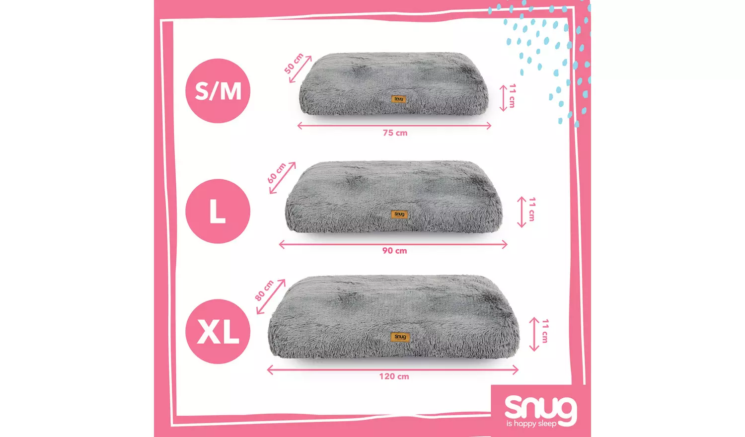 Snug Super Fluffy Grey Pet Bed-Large