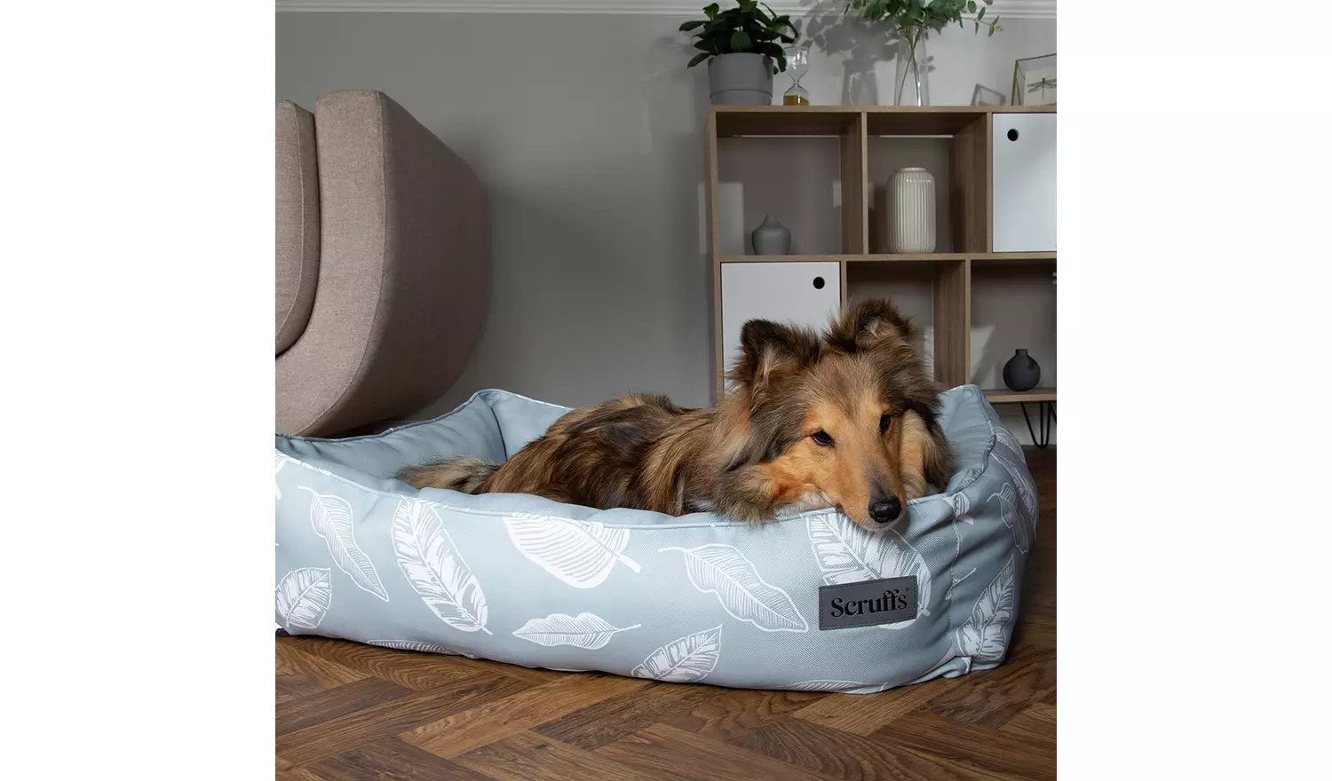 Scruffs Botanical Grey Box Bed-Medium