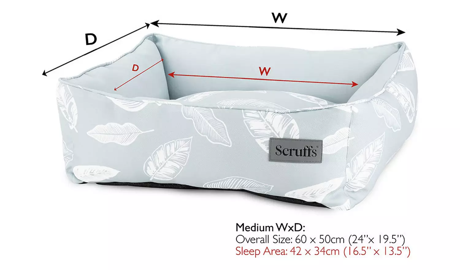 Scruffs Botanical Grey Box Bed-Medium