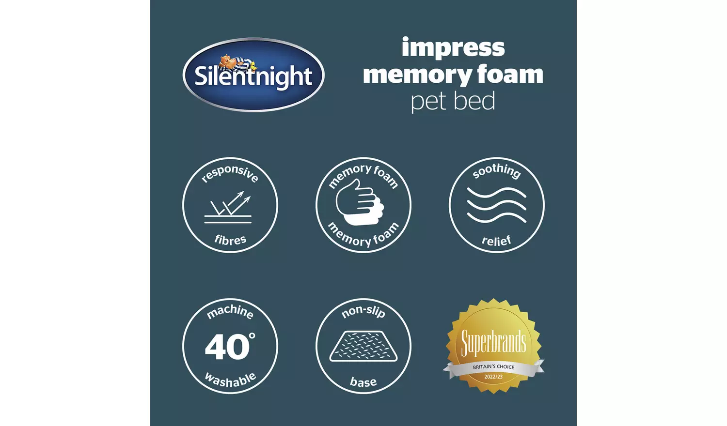 Silentnight Impress Memory Foam Pet Bed Grey - Medium
