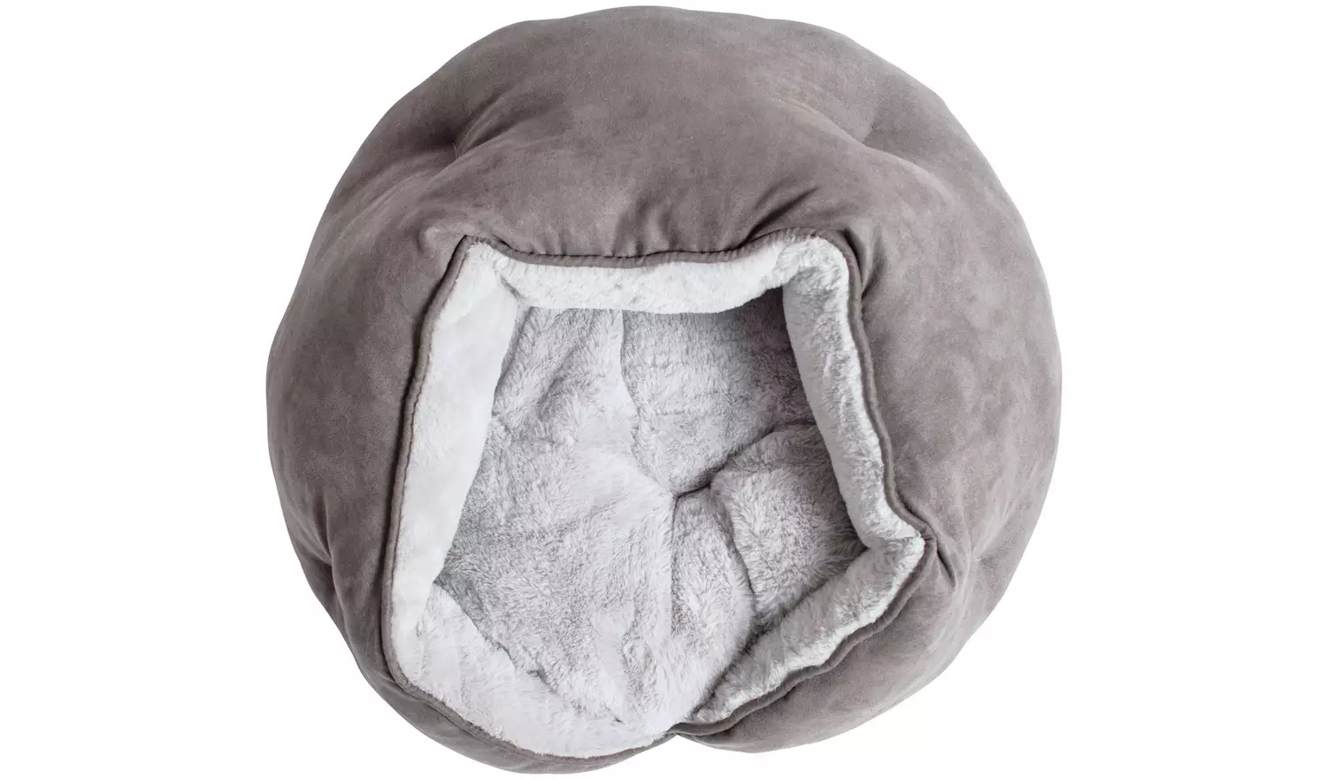 Grey Suede and Faux Fur Cat Bed-Medium