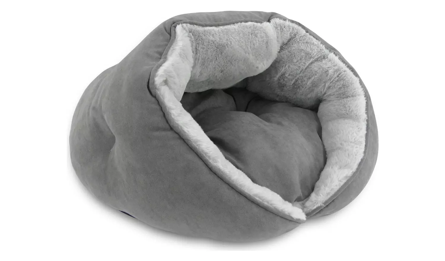 Grey Suede and Faux Fur Cat Bed-Medium