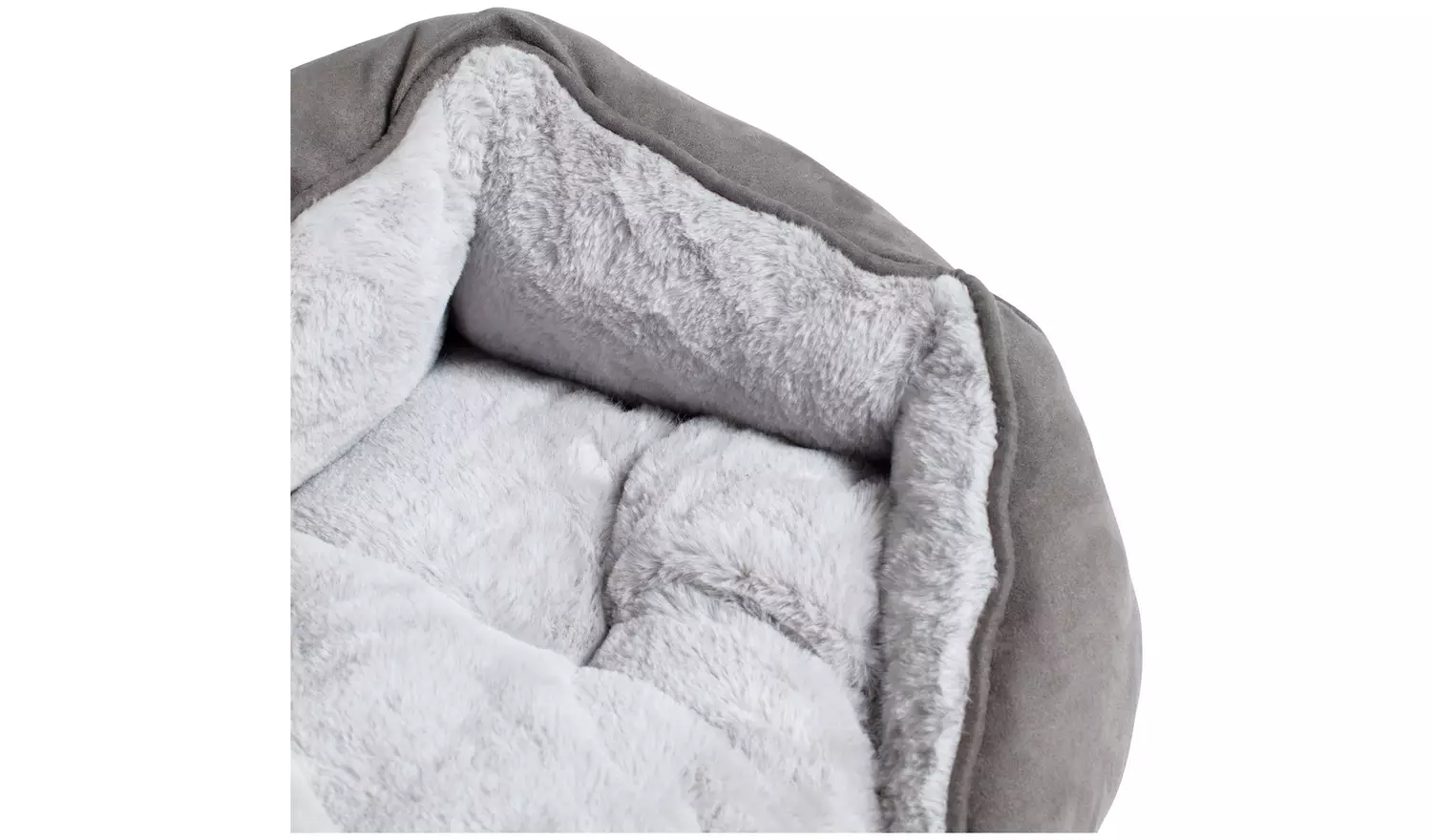 Grey Suede and Faux Fur Cat Bed-Medium