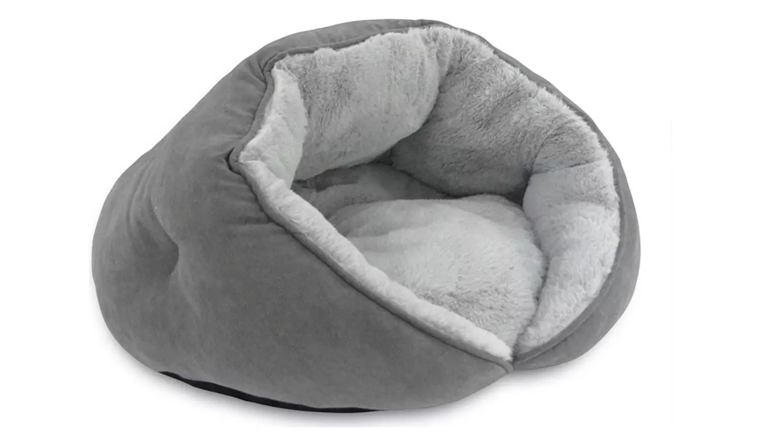 Grey Suede and Faux Fur Cat Bed-Medium