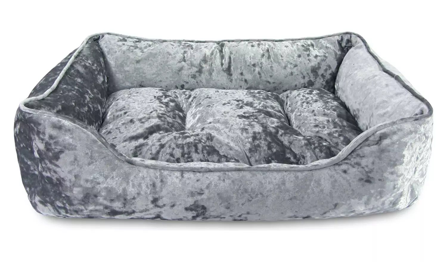 Grey Crushed Velvet Box Bed - Medium