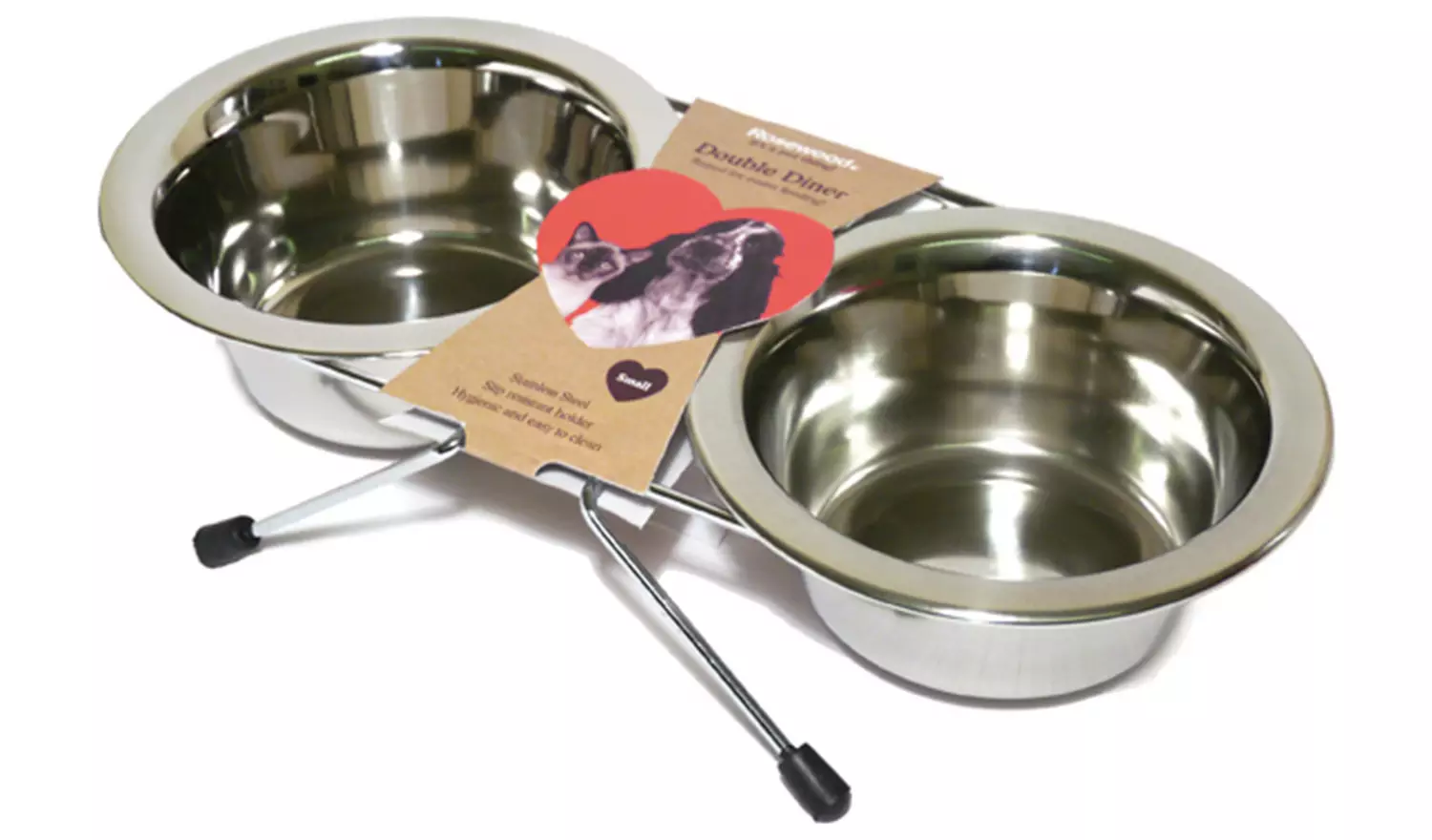 Rosewood Double Dog And Cat Plain Diner - Medium