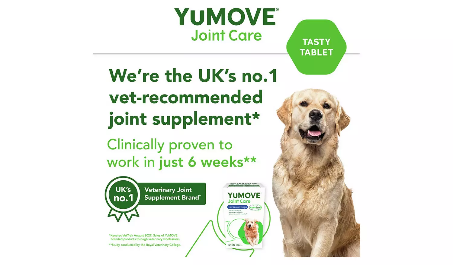 Yumove Joint Supplement Senior Dog Tablets - 120