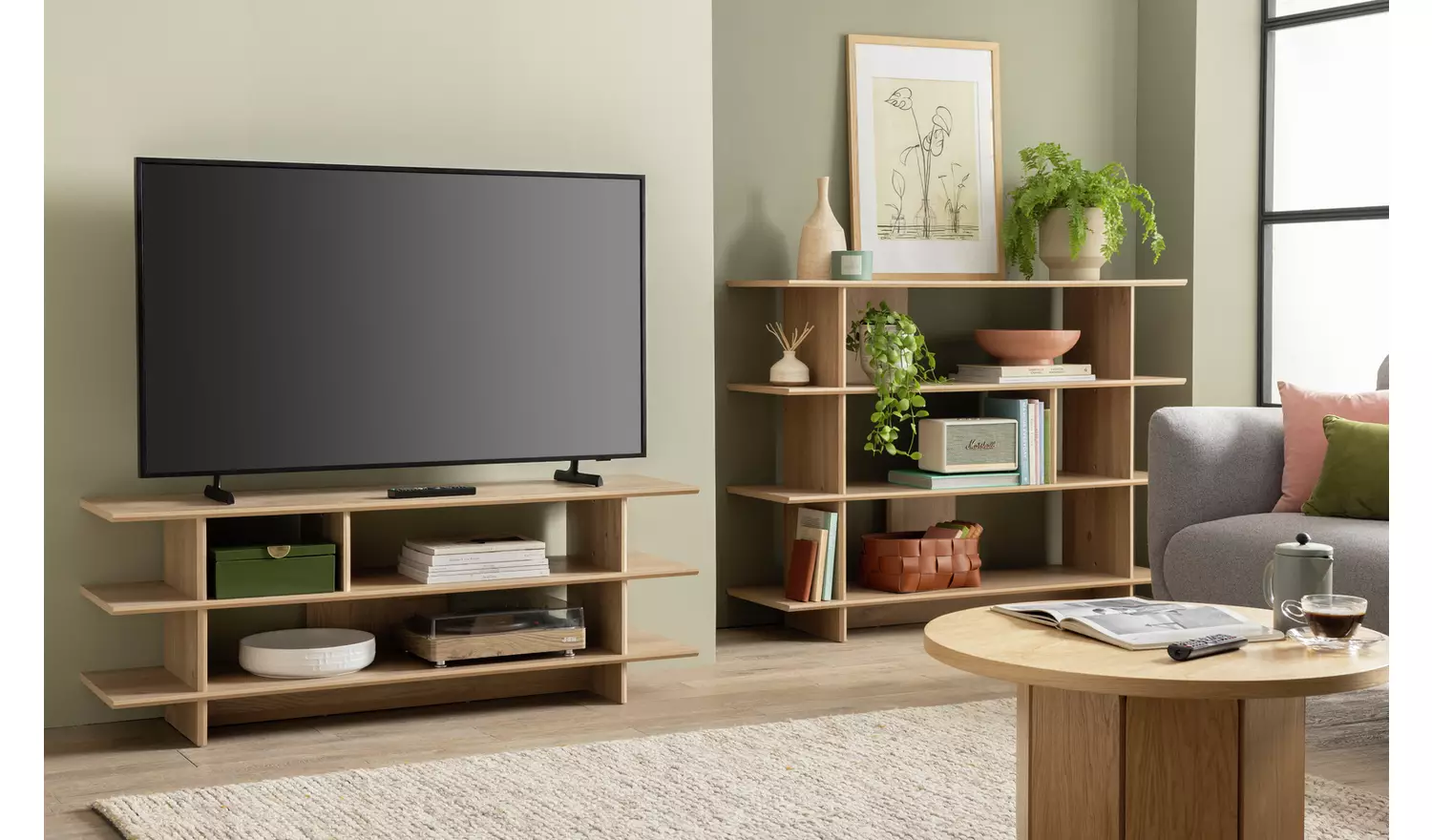 Habitat Raymond Wide Bookcase - Oak