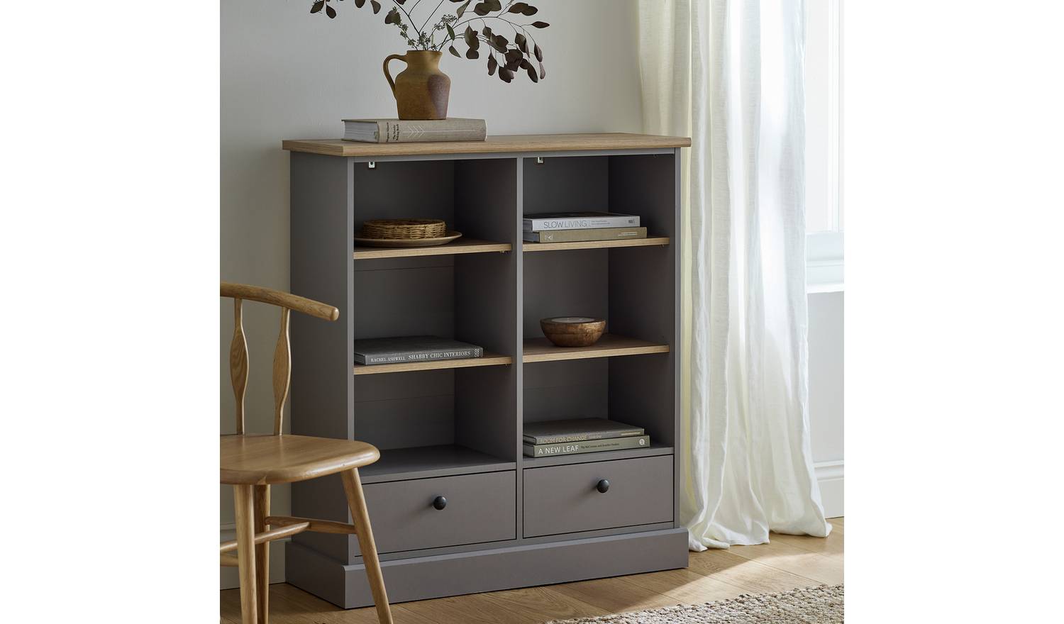 Argos Home Winchester 2 Drawer Shelving Unit - Grey