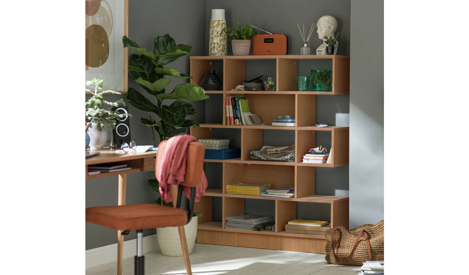 Argos Home Cube Wide Shelving Unit - Oak Effect