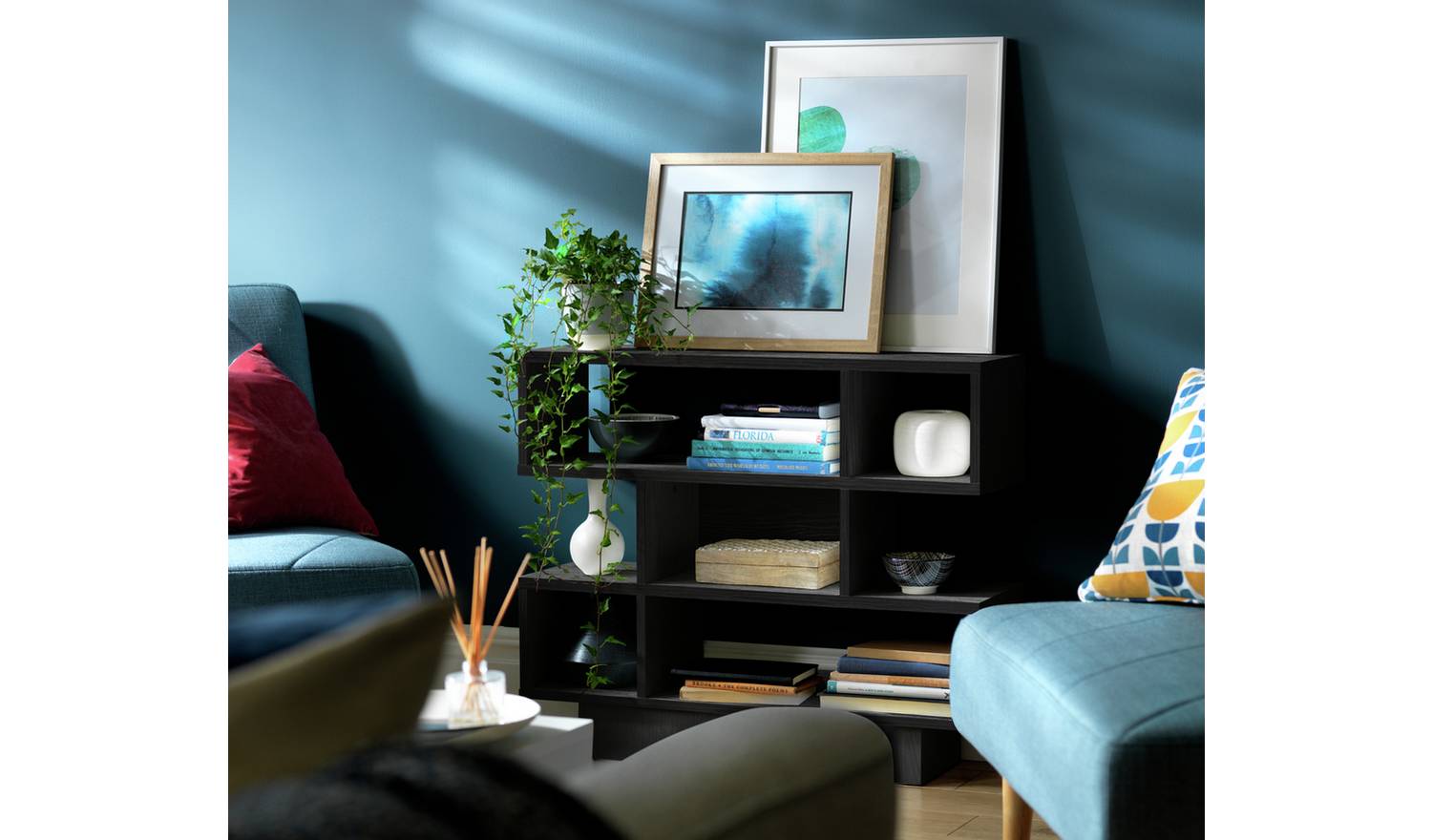 Argos Home Cubes Short Shallow Shelving Unit - Black