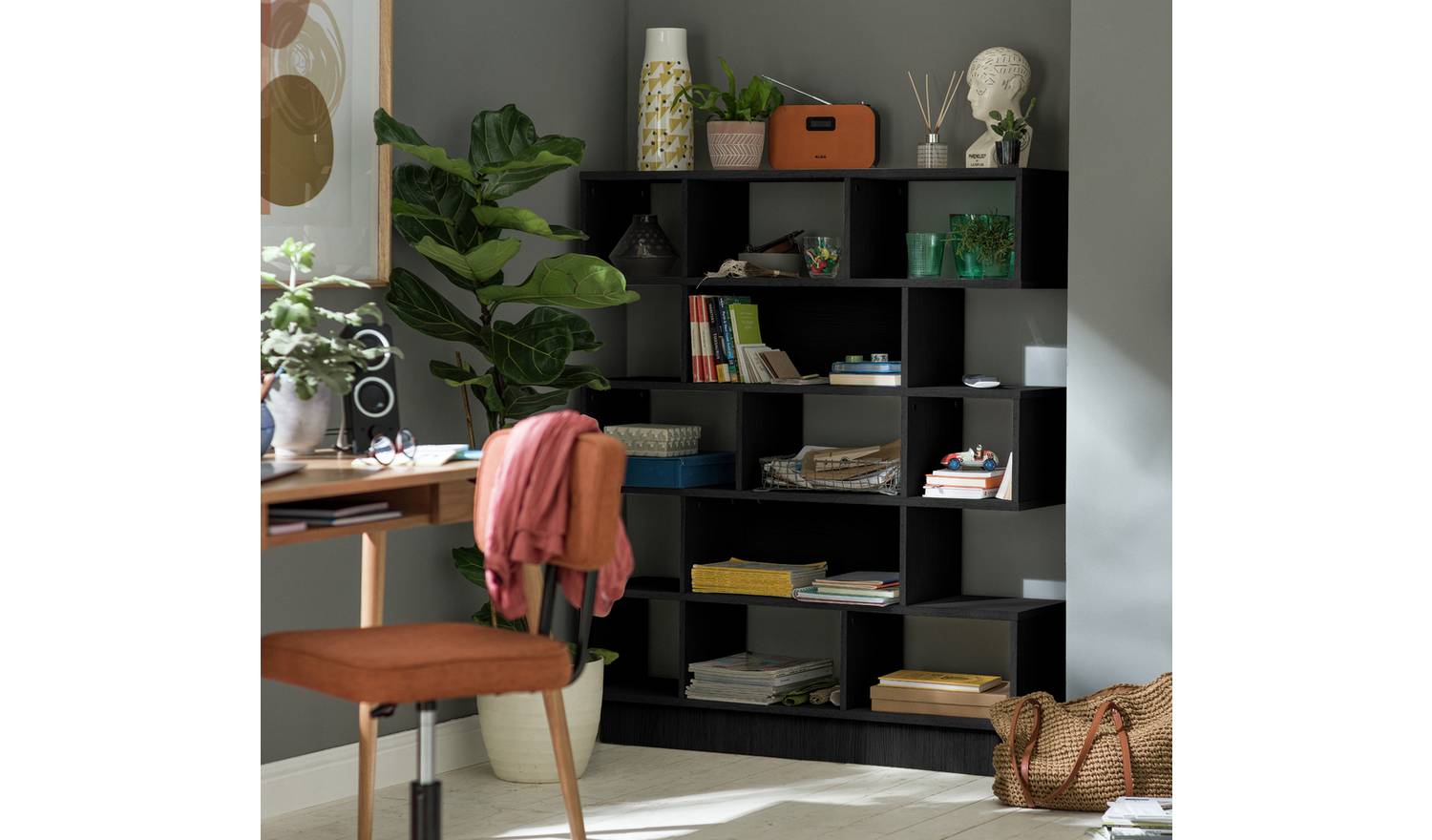 Argos Home Cube Wide Shelving Unit - Black
