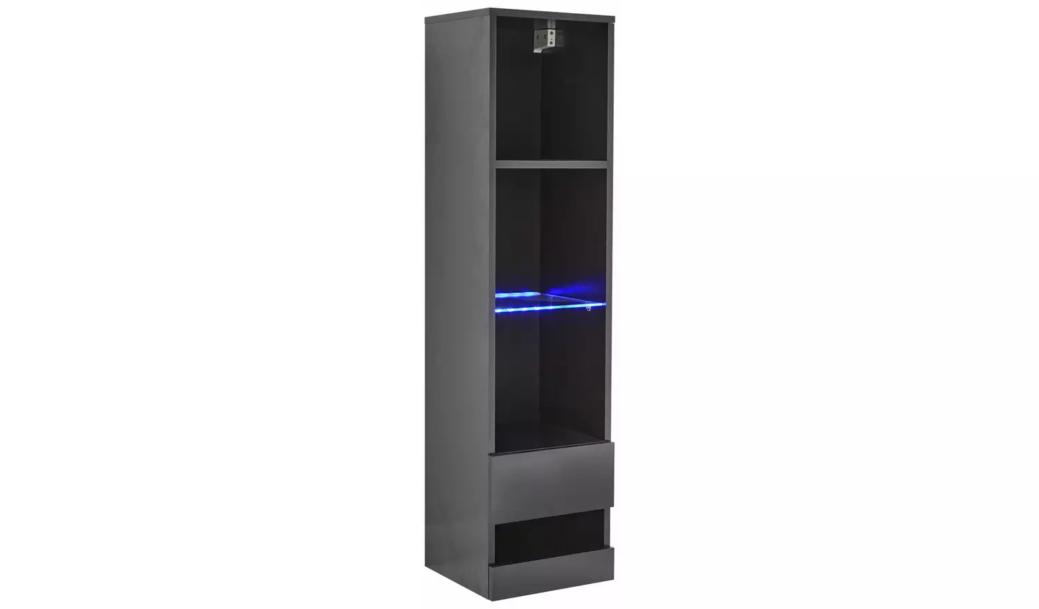 GFW Galicia Wall Mounted Narrow LED Bookcase - Black
