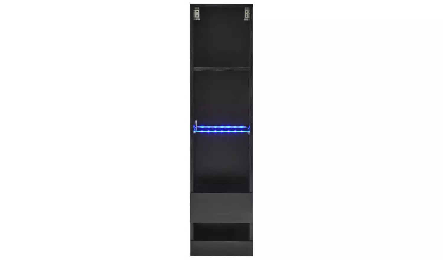 GFW Galicia Wall Mounted Narrow LED Bookcase - Black