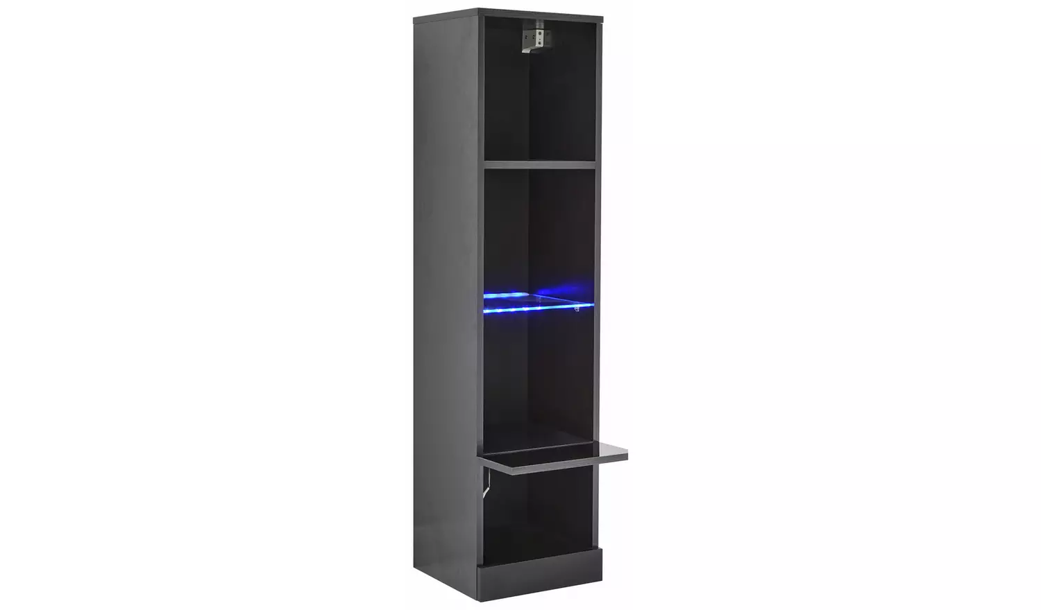 GFW Galicia Wall Mounted Narrow LED Bookcase - Black