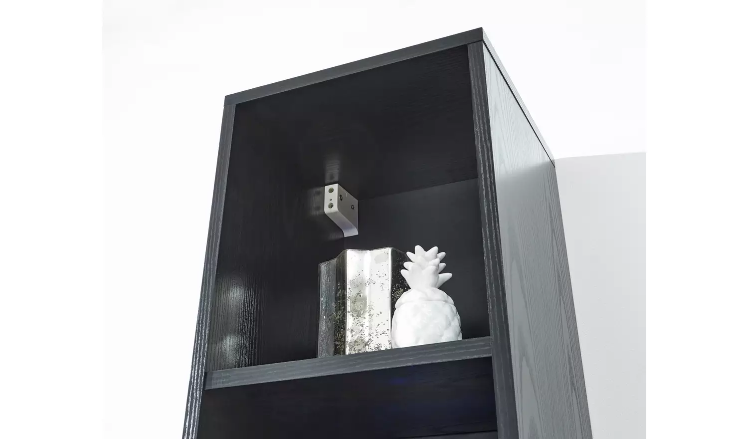 GFW Galicia Wall Mounted Narrow LED Bookcase - Black