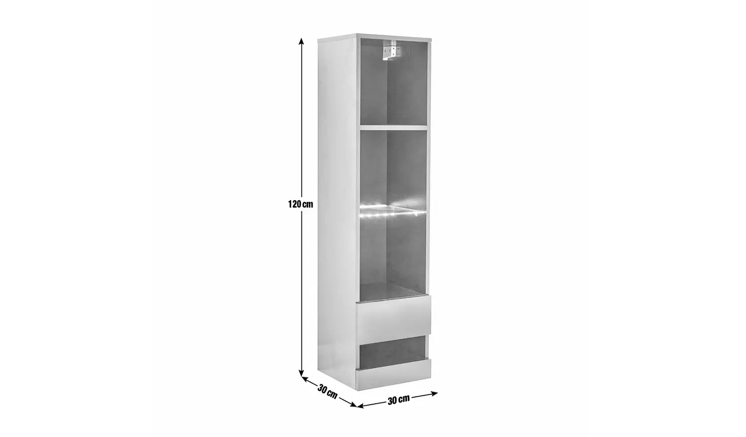 GFW Galicia Wall Mounted Narrow LED Bookcase - Black