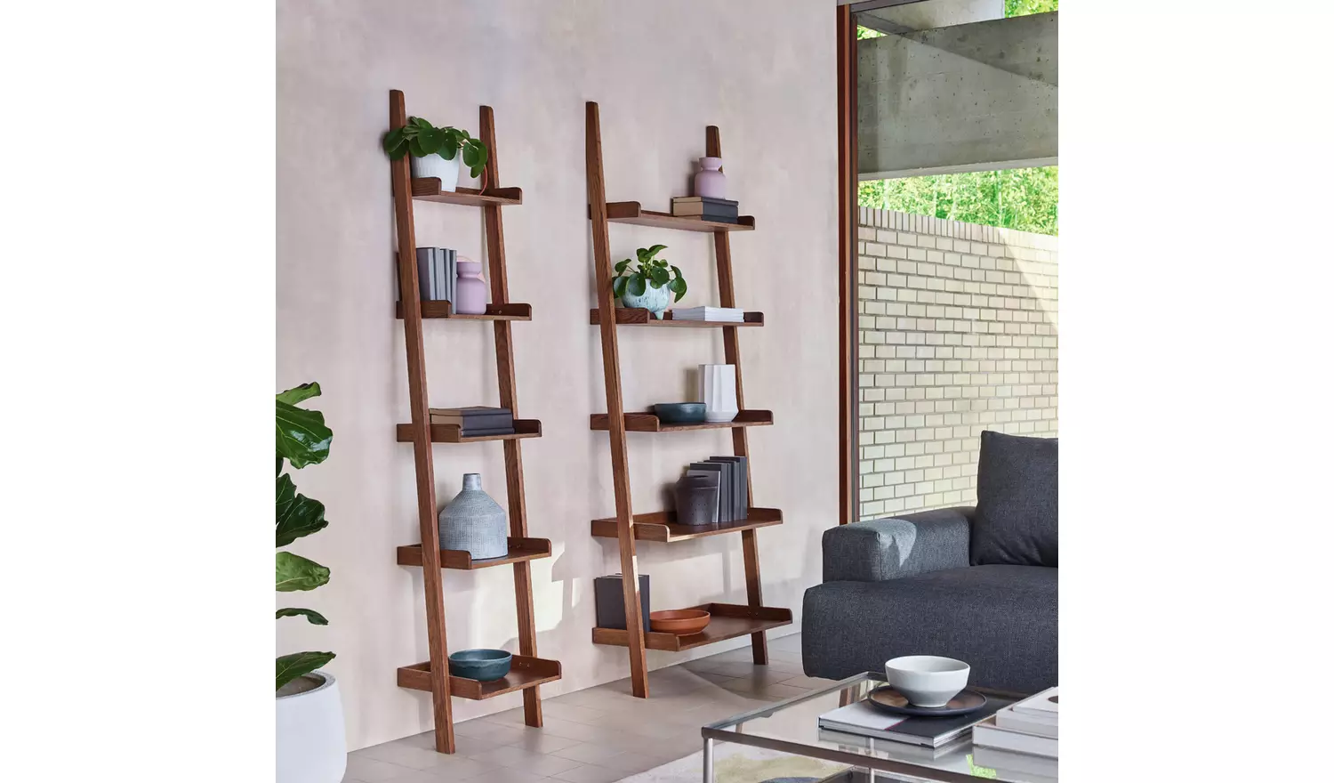 Habitat Jessie Tall & Narrow Ladder Shelf - Walnut Veneer