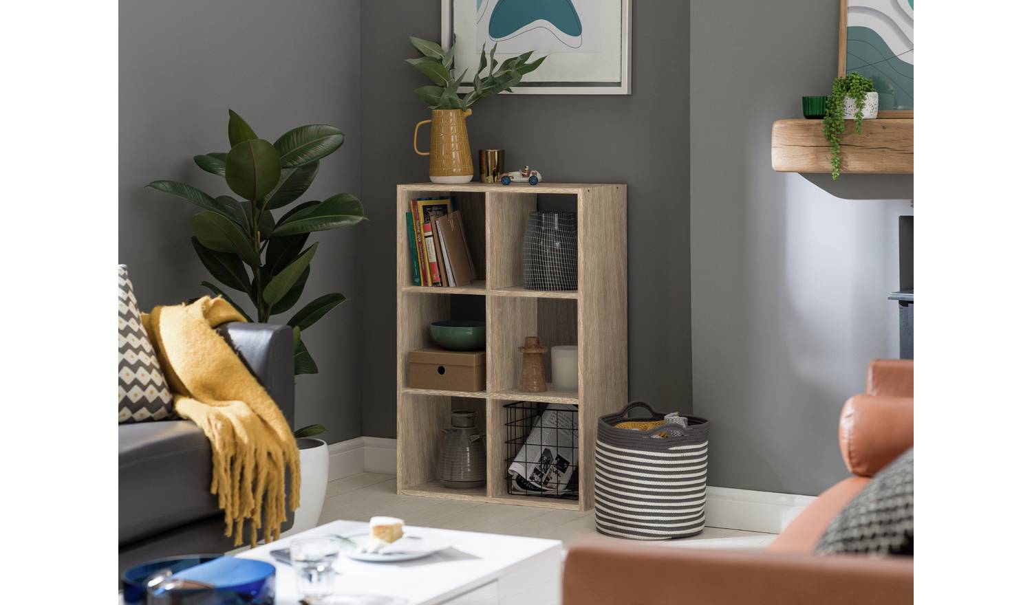 Argos Home Squares 6 Cube Storage Unit - Oak Effect