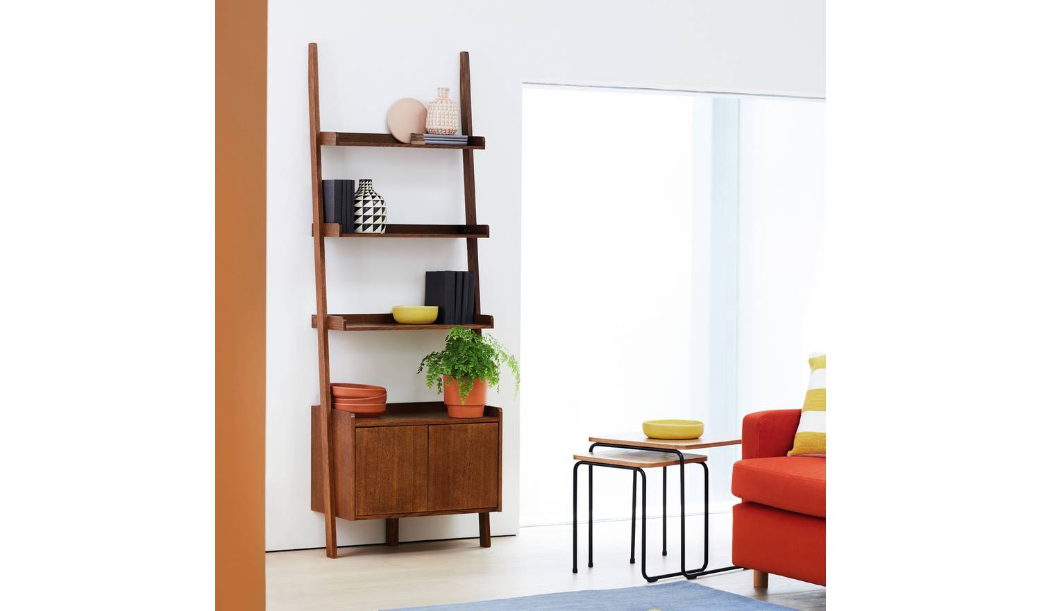 Habitat Jessie 2 Door Ladder Shelf - Walnut