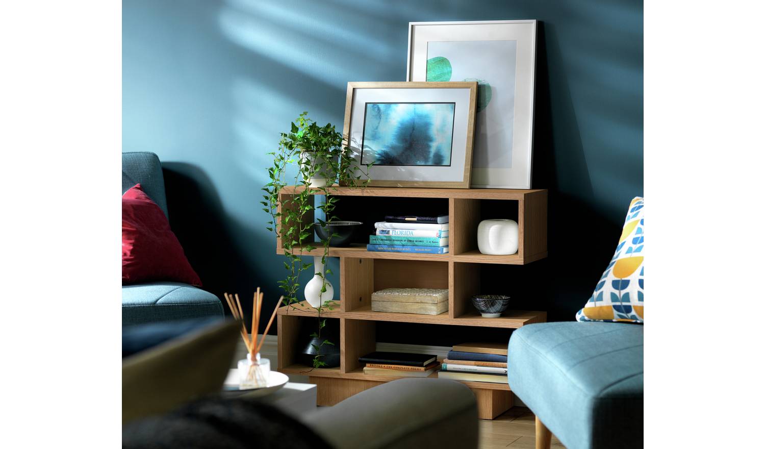 Argos Home Cubes Short Shallow Shelving Unit - Oak Effect