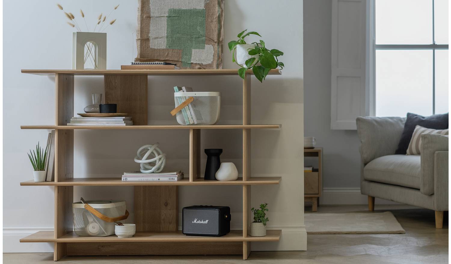 Habitat Raymond Wide Bookcase - Oak