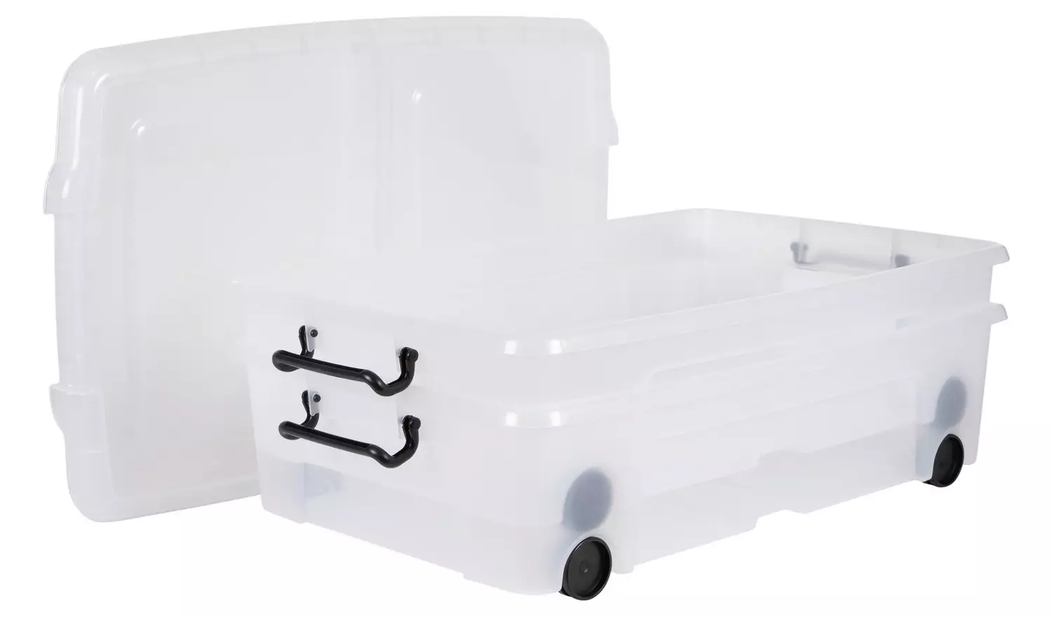 Strata 2 X 35L Wheeled Underbed Storage Boxes - Clear